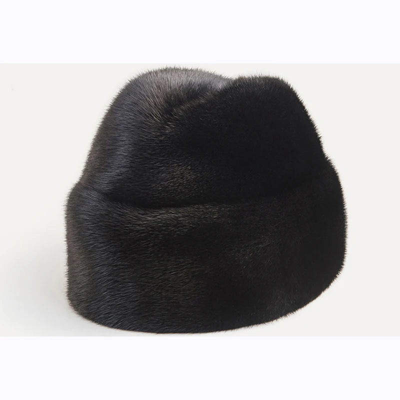 Genuine Mink Fur Winter Hat For Men — Espresso Brown | KIMLUD
