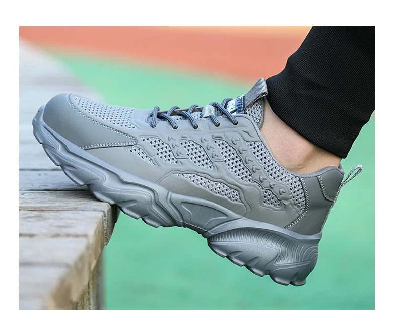 Breathable Mesh Safety Shoes Men White Protective Shoes For Men Women Work Sneakers Summer Lightweight Indestructible Shoes