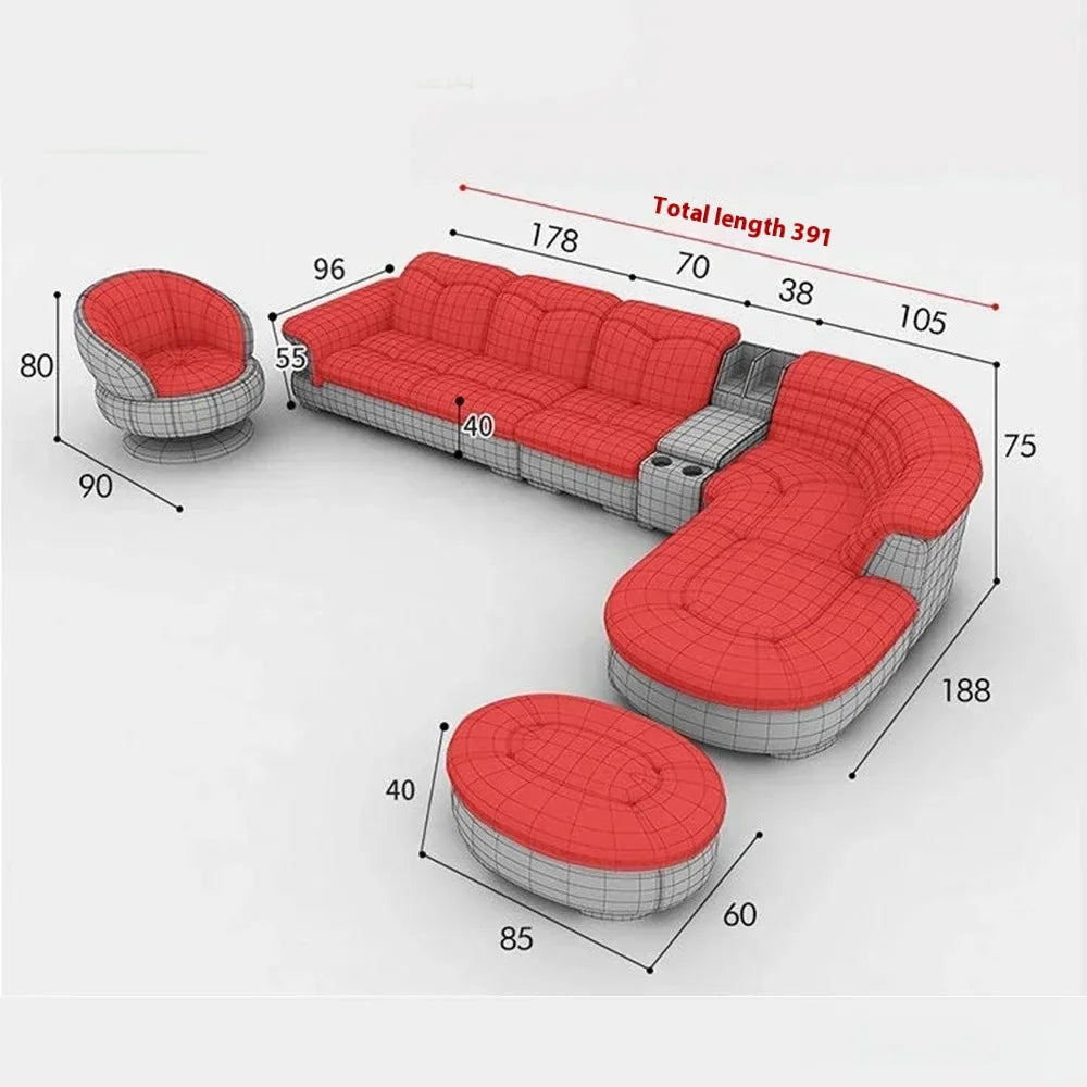 Genuine Leather Solid L-Shaped Sofa — Black | KIMLUD