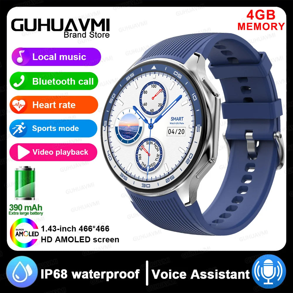 DT Watch X Smart Watch Men 466*466 AMOLED HD Screen 32gB Memory 3D Surround Vision Watch BT Call IP68 Waterproof Smartwatch Man