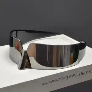Cyberpunk Frameless Resin Sunglasses — Red | KIMLUD
