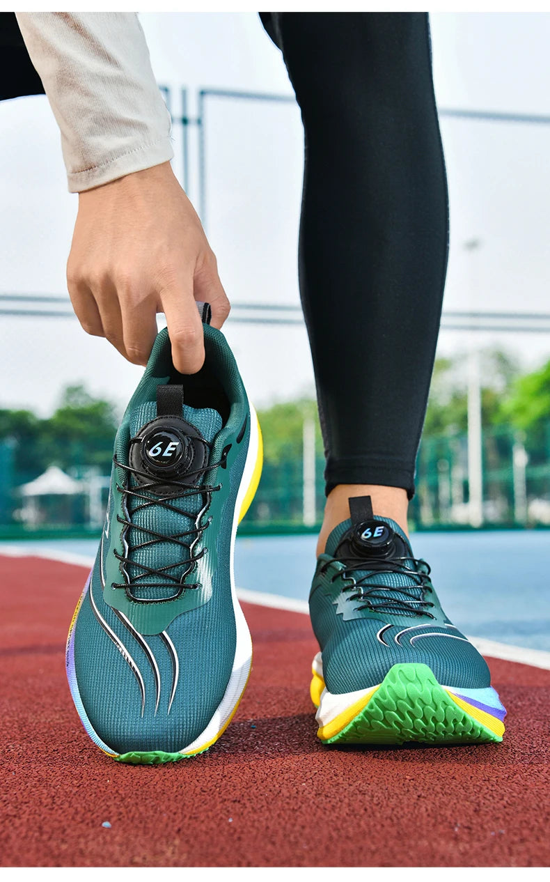 Carbon Plate Running Shoes Air Cushion Double-Layer Mesh Upper Lightweight Breathable — Teal | KIMLUD