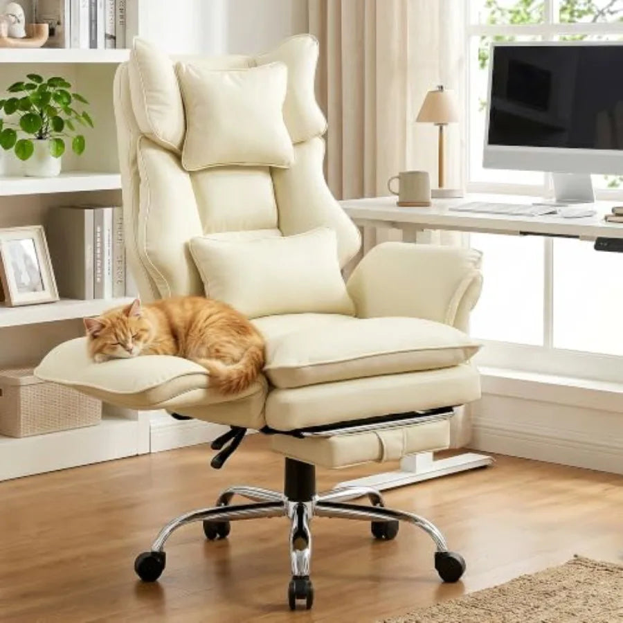 Office chair with criss cross design, PU leather material, black color, ergonomic footrest and flip-up arms for enhanced comfor