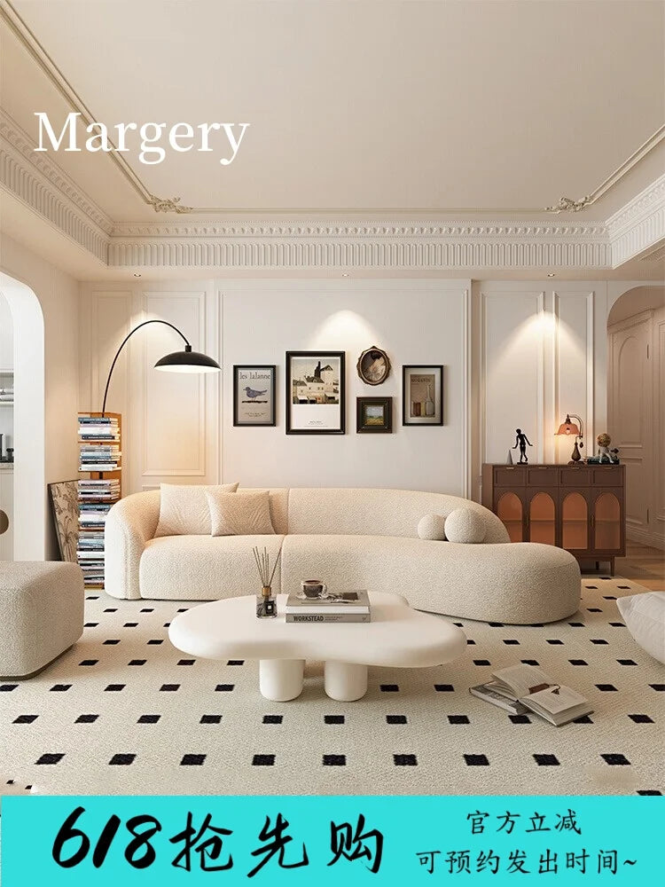 Italian minimalist moon arc Nordic lamb wool living room clothing store Internet celebrity reception fabric sofa