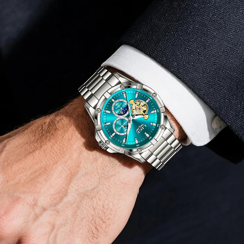 LIGE New Tourbillon Automatic Watches For Men Fashion Business Watch Men Luxury Sports Waterproof Men's Mechanical Wristwatch