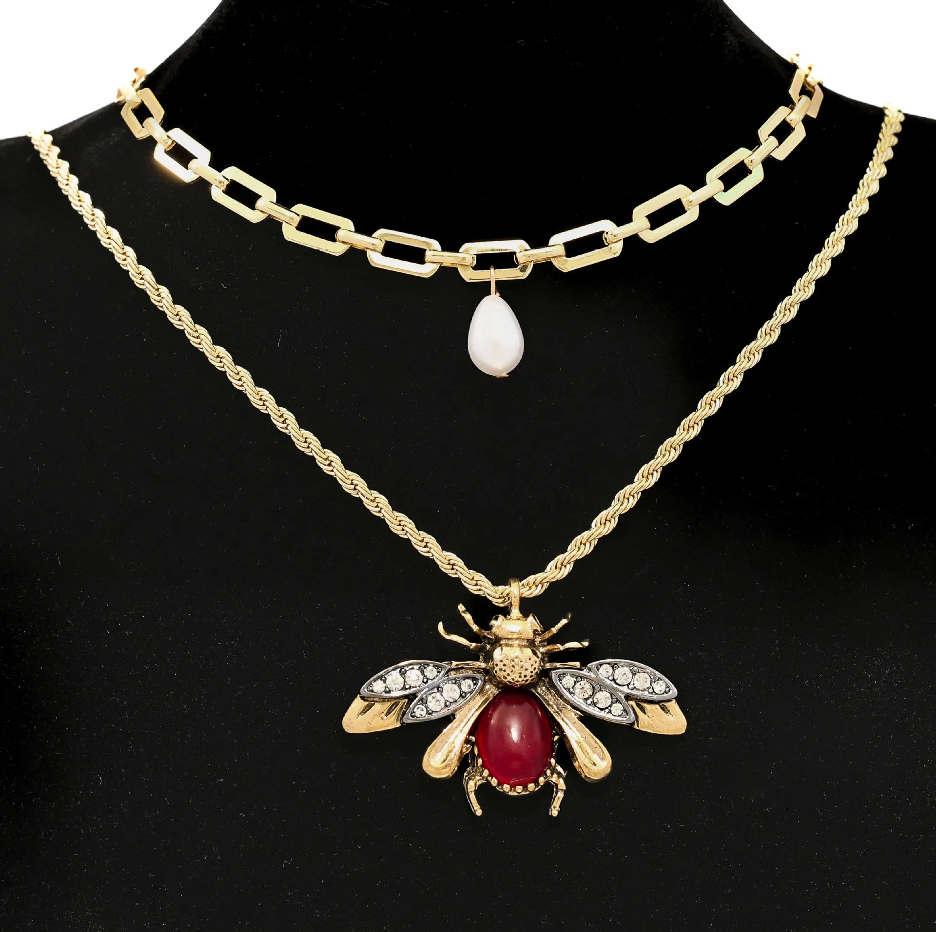Retro Insect Water Drop Necklace Zinc Alloy — Gold | KIMLUD