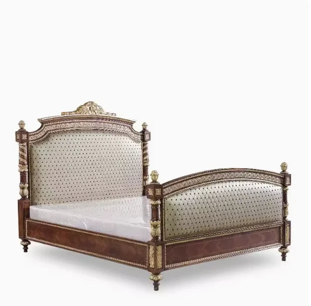 Ivory-Cream Upholstery Double Bed Square Frame — Ivory | KIMLUD