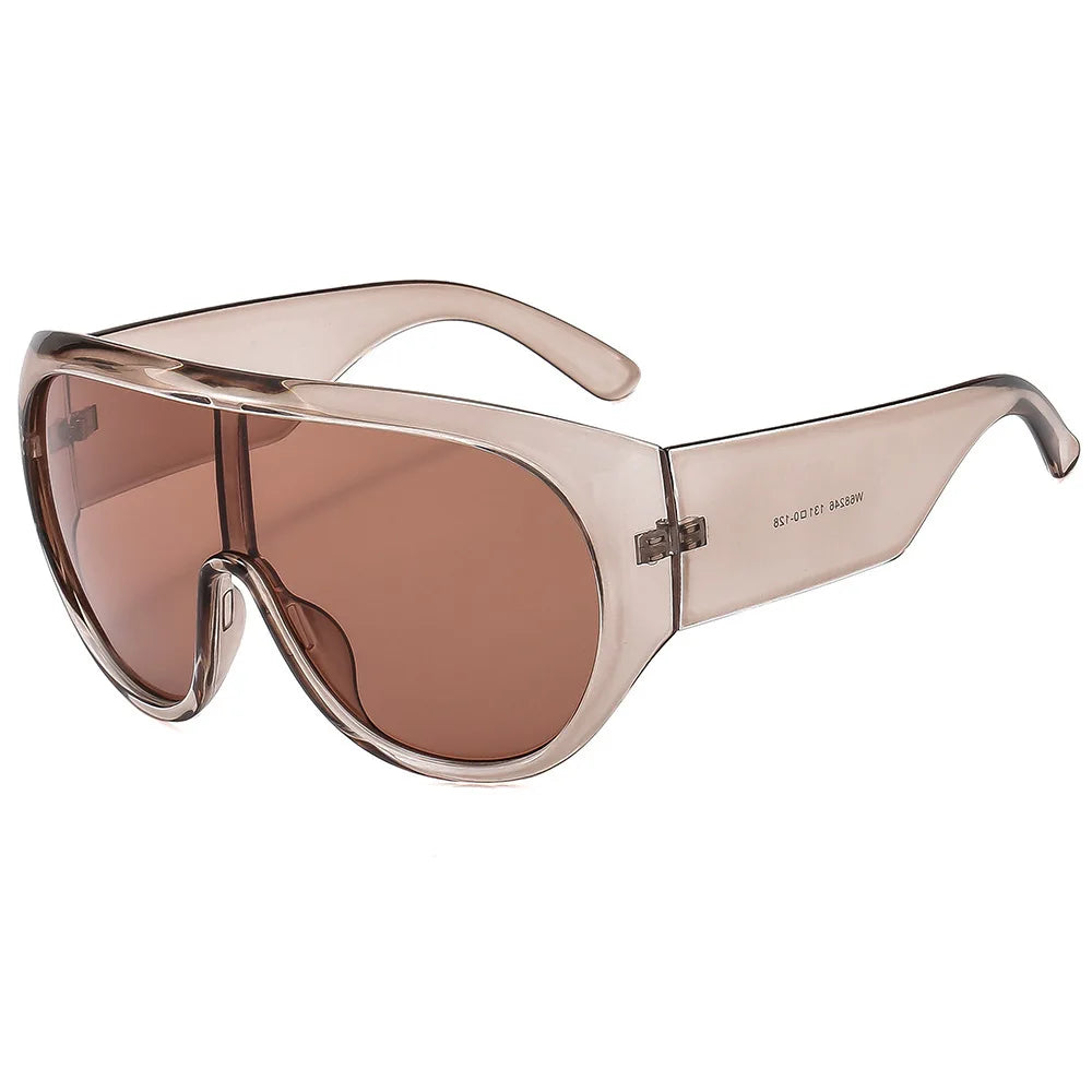 Retro Big Frame Sunglasses Square Pilot — Tea Color | KIMLUD