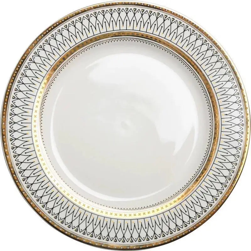 Nordic Bone China Dinner Plates Set Rimmed In Gold — White | KIMLUD