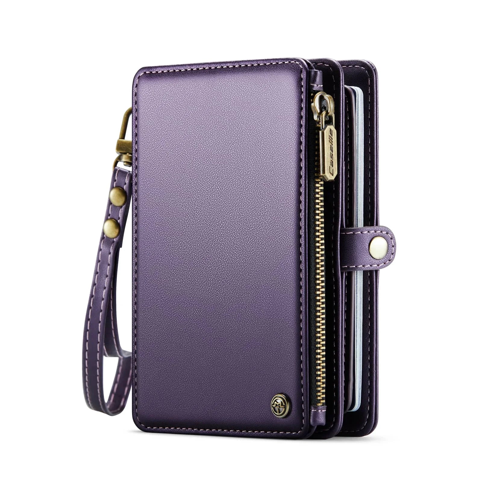 Passport Holder for Travel, Passport Case Wallet With Strap Wristlet and Zipper Wallet for Men Women Gold