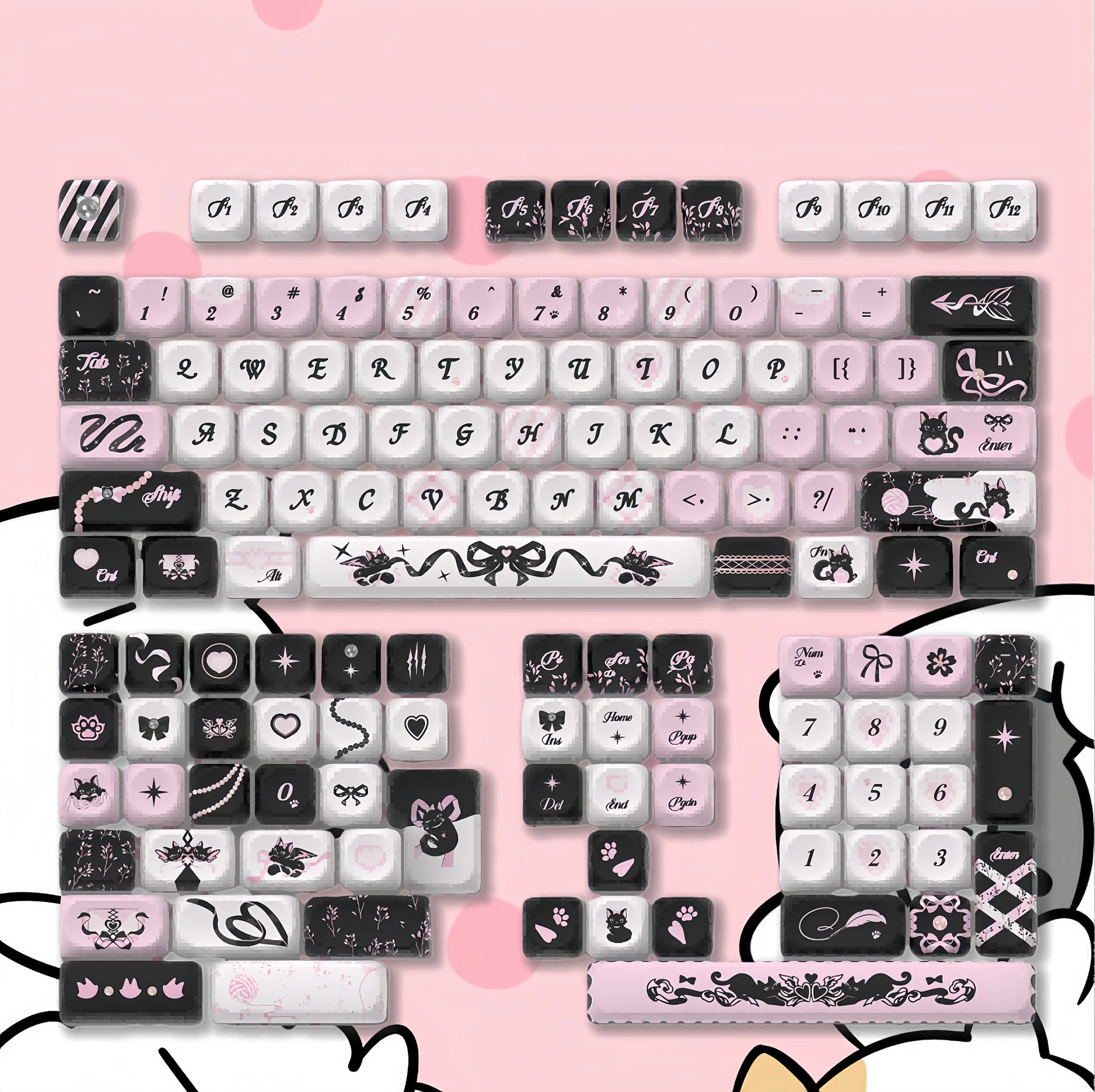 MOA Profile PBT Key caps White Milky Way Five Sided Dye Sublimation Keycaps for Cherry Gateron MX Switches Mechanical Keyboard