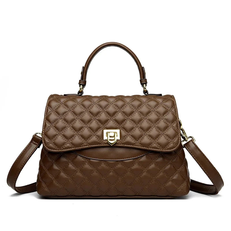 Soft Leather Multi-Pocket Shoulder Bag — Black | KIMLUD