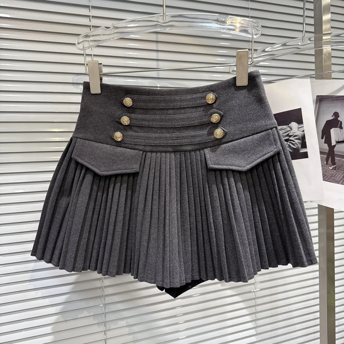 A-Line Skirt – High-Waisted Pleated – Polyester Blended | KIMLUD