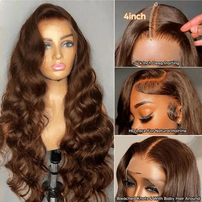 Lace Front Wig – 13x6 Frontal – Remy Hair – Chocolate Brown | KIMLUD