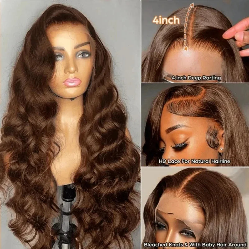 Lace Front Wig – 13x6 Frontal – Remy Hair – Chocolate Brown | KIMLUD