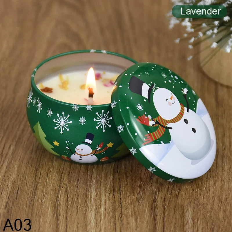 KIMLUD, Christmas Aromatherapy Candle Jar Christmas Scented Candle Tin Jar Cans Candle Merry Xmas Decor For Home New Year Navidad Gifts, KIMLUD Womens Clothes