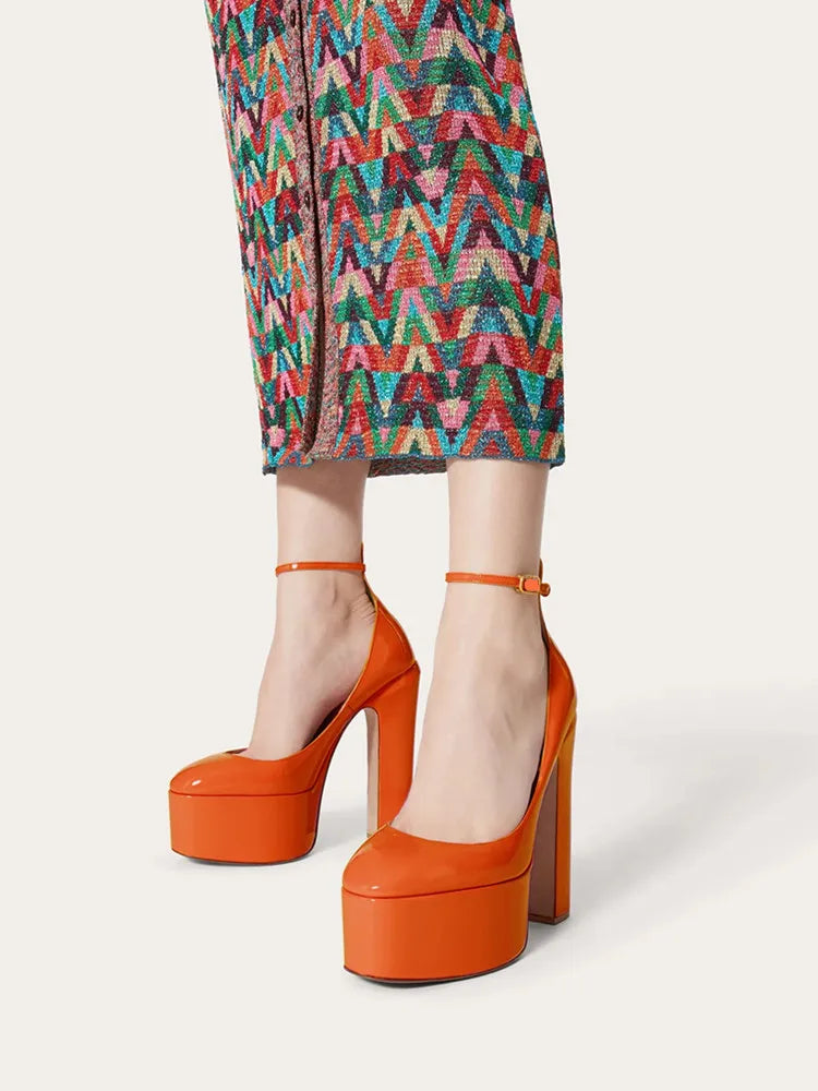 New Brand Women&#39;s Shoes Super High Heel Party Fashion Thick Sole Leather Shoes Bridal Shoes Wedding Party Shoes Women Summer