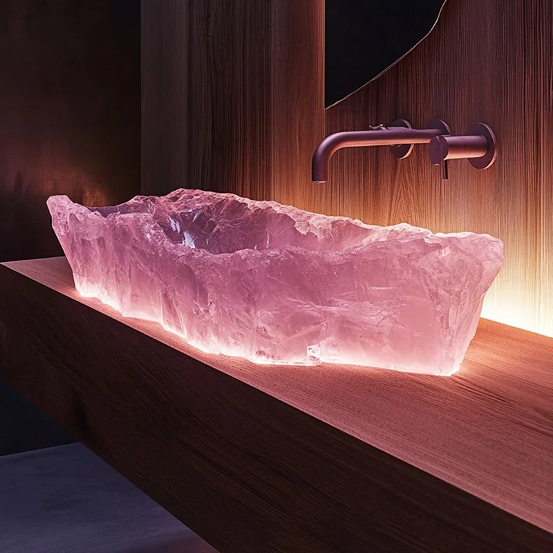 Resin dream crystal stone wash basin custom sales office model room bathroom single basin art table basin