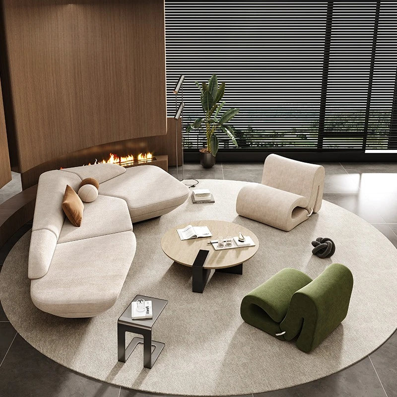 Curved Luxury Sofa For Reception And Living Spaces — Ivory-Cream | KIMLUD
