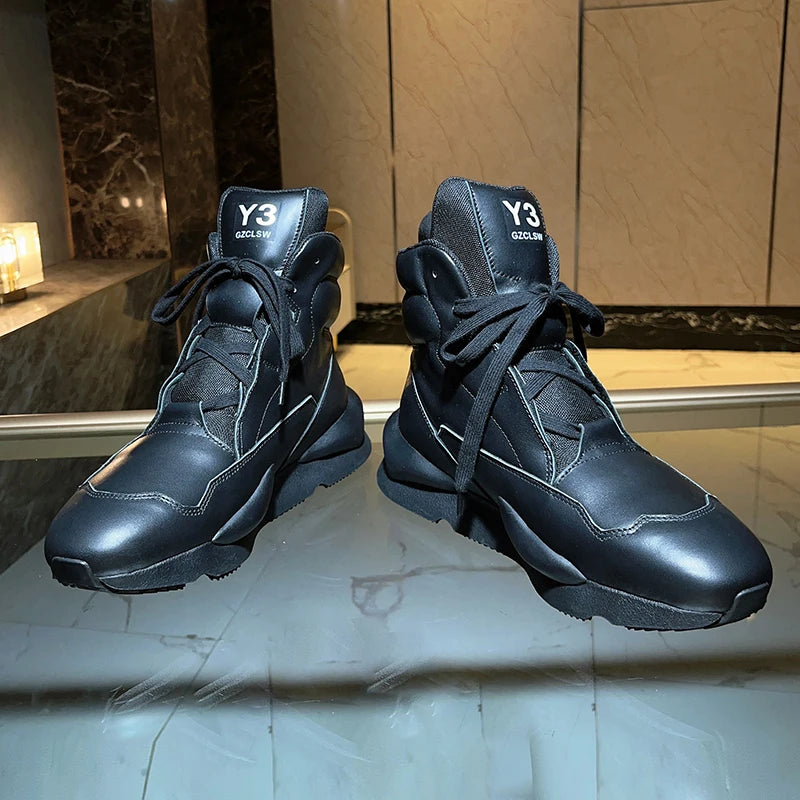 Sneakers – Hand-painted – Cowhide Leather – High Top Unisex | KIMLUD