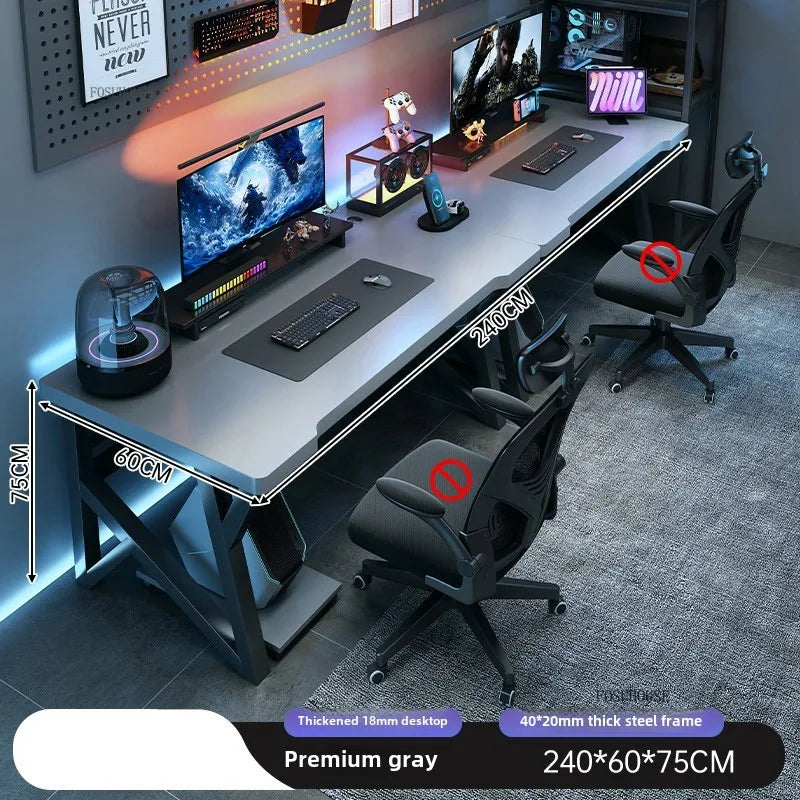 Matte Finish Desk Double Computer — Black | KIMLUD