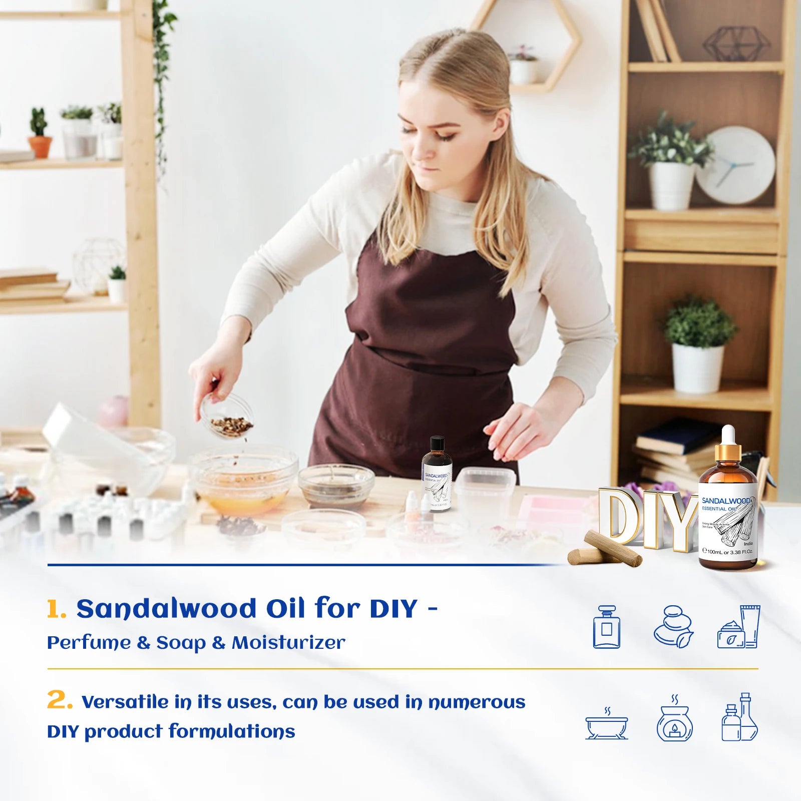 Sandalwood Essential Oil Blend With Lavender Jasmine Eucalyptus Peppermint Ylang Ylang Frankincense — Amber | KIMLUD