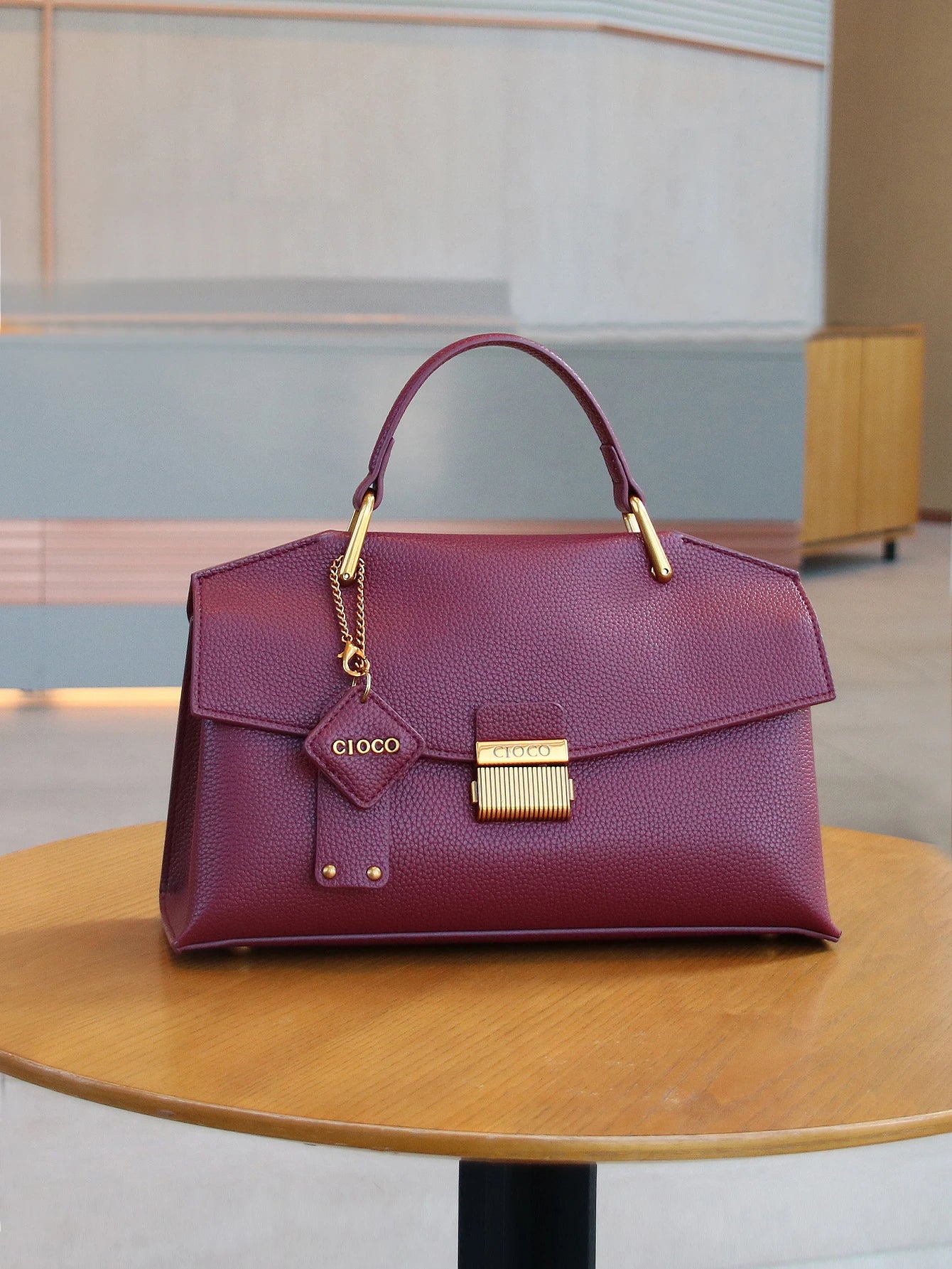 Lightweight PU Leather Serpentine Handbag — Blue | KIMLUD