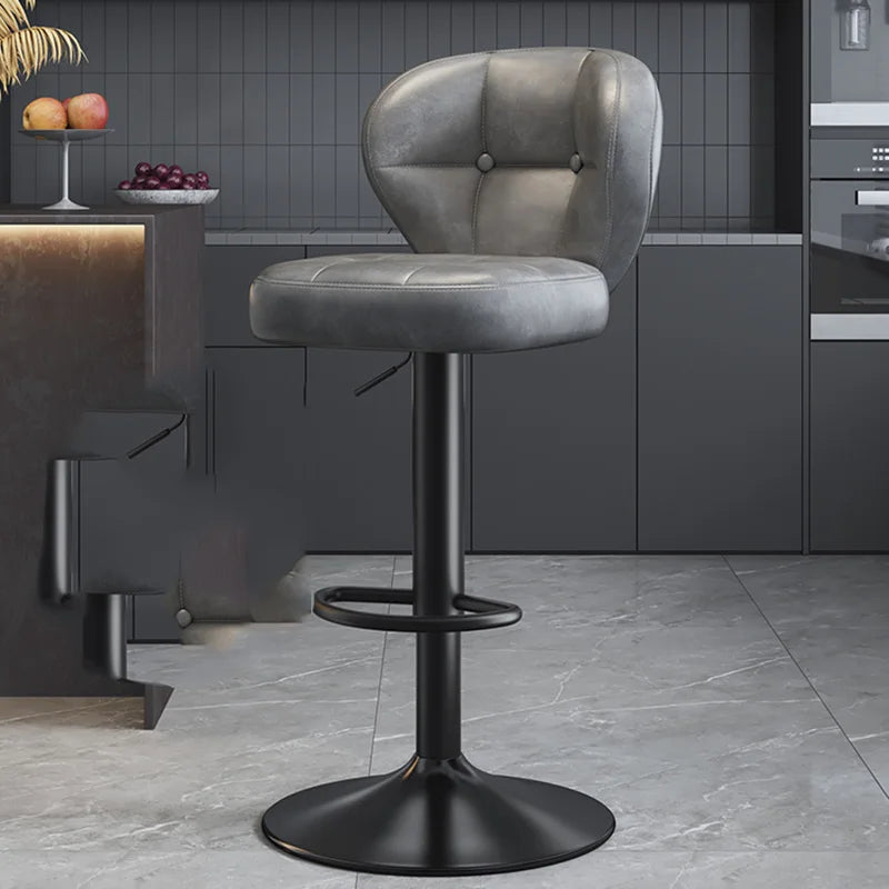 Leather Luxury Designer Bar Stools Minimalist Nordic Counter Gaming Bar Chairs With Back Comfortable Cadeira Trendy Furniture