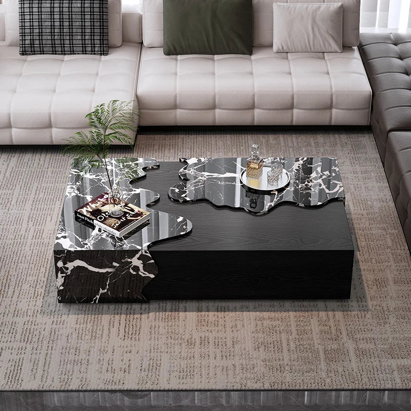 Italian Designer Marble Coffee Table - Minimalist Luxury Rectangle Art Furniture for Compact Living