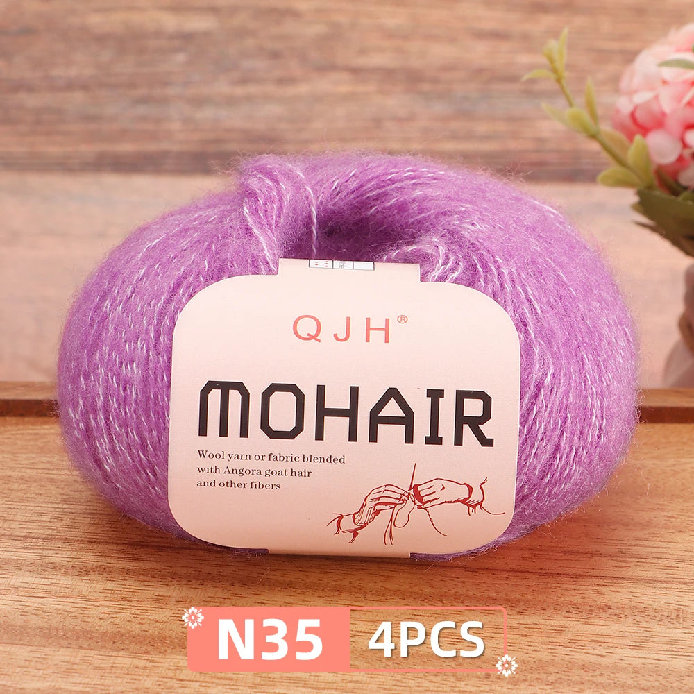 Mohair Yarn Set 4-Skein Bundle, 130m Each — Multicolor | KIMLUD