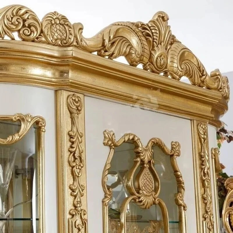 Solid Wood Display Cabinet Glass Door — Ivory | KIMLUD