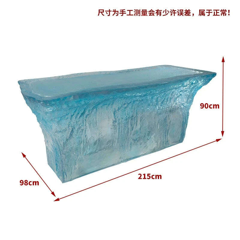 KIMLUD, Premium Light Luxury Transparent Resin Hotel Front Desk Restaurant Villa Kitchen Partition Luminous Crystal Glacier Island Table, KIMLUD Womens Clothes