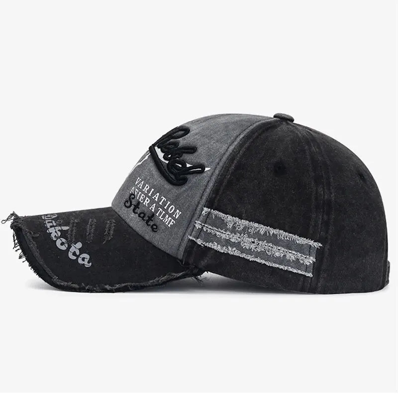 Cotton Baseball Cap Snapback Mesh — Black | KIMLUD