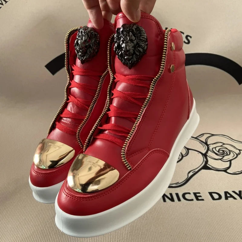 High-Top Zip-Decorated Sneaker With Breathable Mesh Lining — Black | KIMLUD