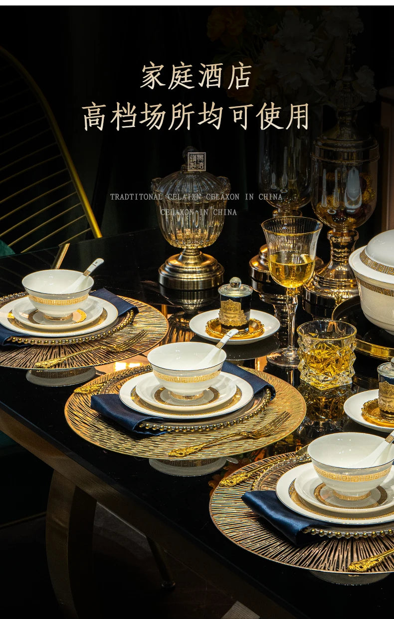 Fine Bone China Dinnerware Sets Gold Trim — White | KIMLUD