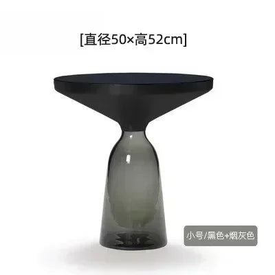 Nordic Creative Glass Round Coffee Table Combination Living Room Reception Side Table Transparent Light Luxury Coffee Tables