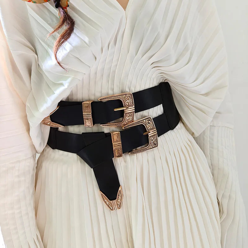Corset Belt – Gothic Elastic – PU – Black | KIMLUD