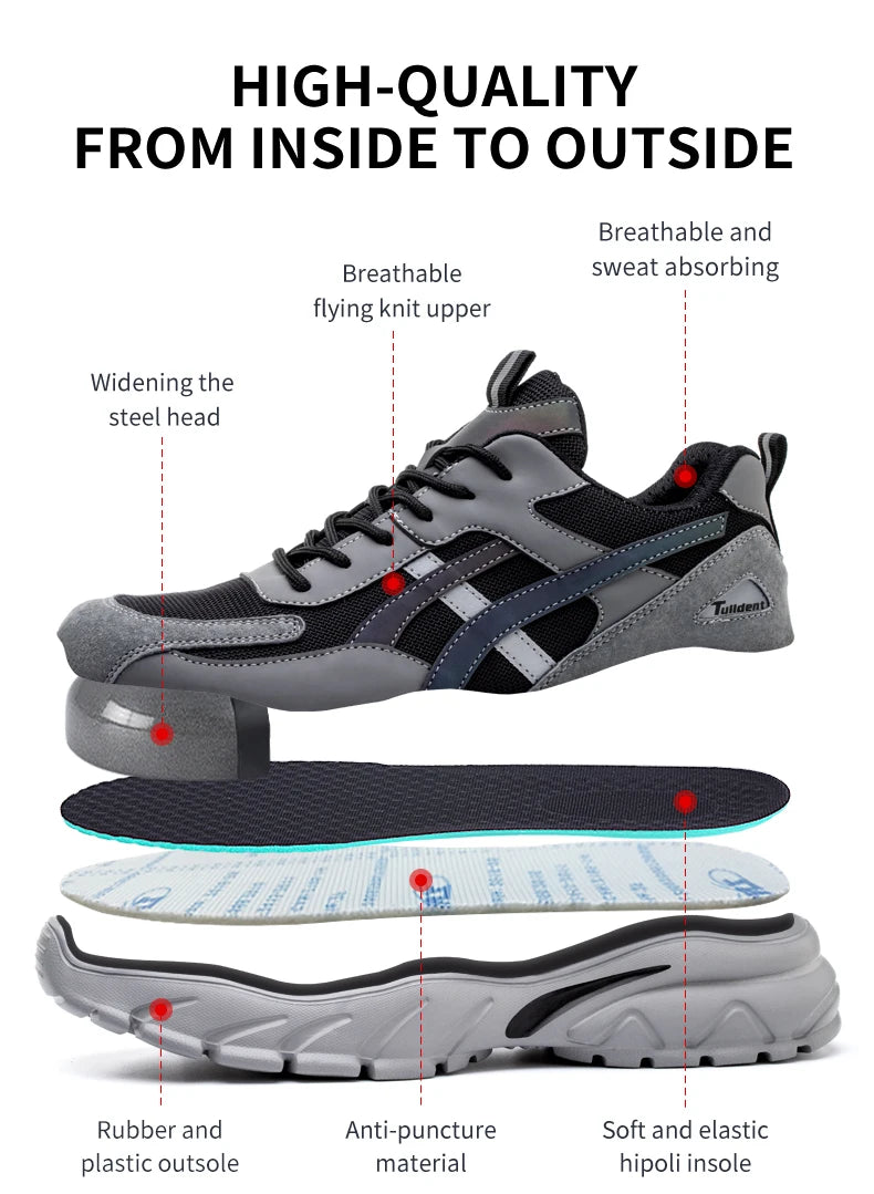 Man Safety Shoes Puncture-Proof Work Sneakers Lightweight Work Shoes Men Steel Toe Shoes Safety Boots Indestructible Shoes