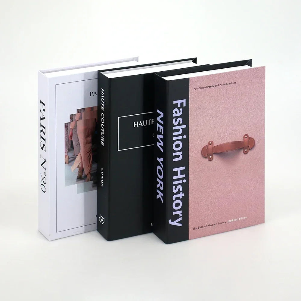 Foldable Faux Books Three-Piece Set for Couture Coffee Table Decor — Black | KIMLUD