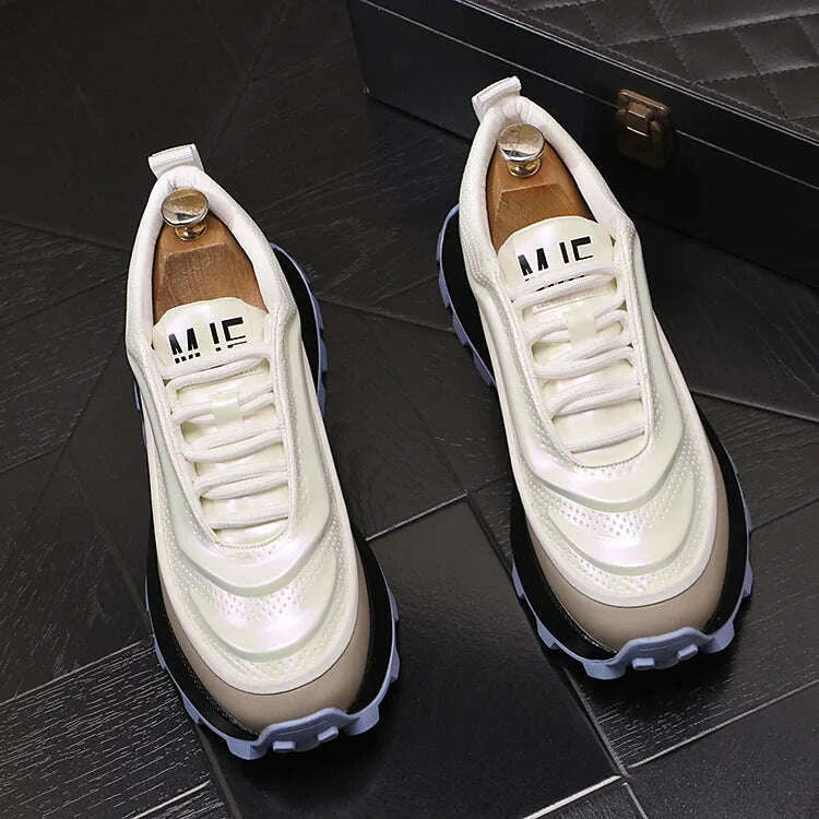 KIMLUD, Male trend fashion personality colorful casual shoes Korean version platform color matching versatile dad sports shoes, KIMLUD Womens Clothes