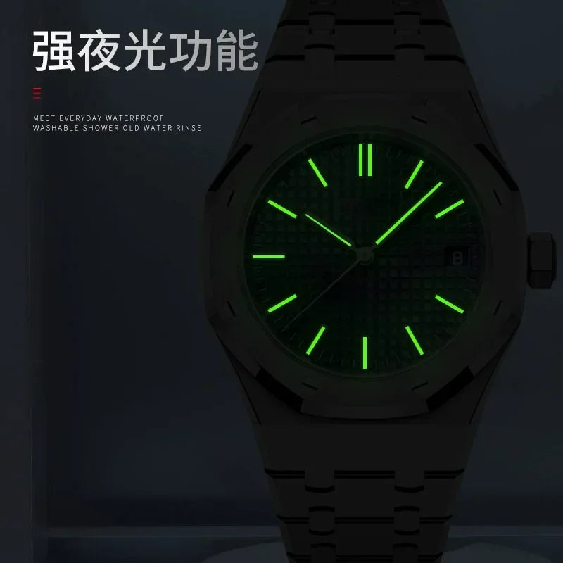 Men's Watch Men's Hollow Waterproof Luminous Calendar Double Butterfly Button Tiktok Luxury Watch Numberless Watch for Men