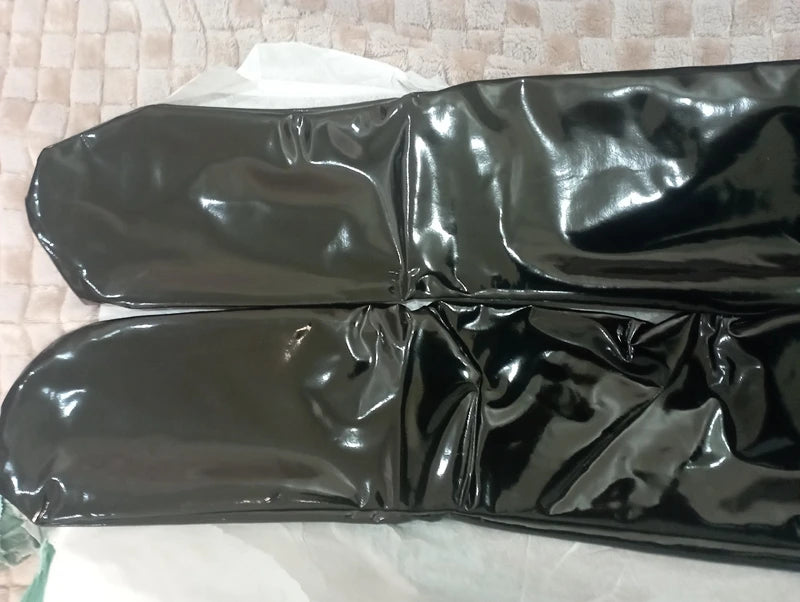 PVC Latex Stockings Over Knee Plus Size — Black | KIMLUD