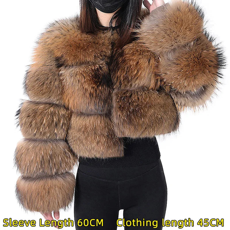 KIMLUD, 2024 maomaokong Super Hot Winter Women Luxury Thick Real Raccoon Fur Coat Natural Fox Fur Jacket Plus Size Jackets Female Vest, sleeve 60cm-1 / 9XL, KIMLUD APPAREL - Womens Clothes