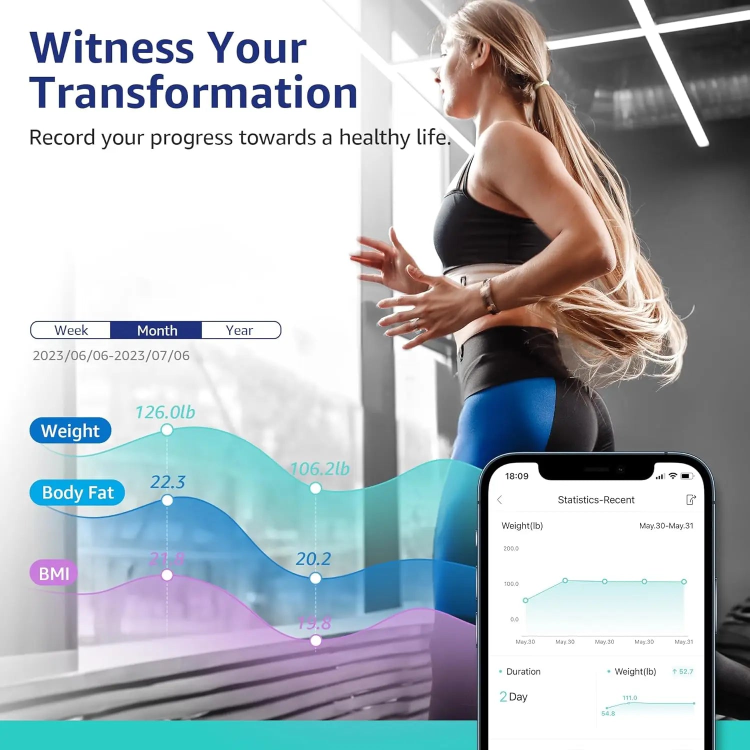 Tempered Glass Digital Scale With Body Composition Analysis — Deep Navy | KIMLUD