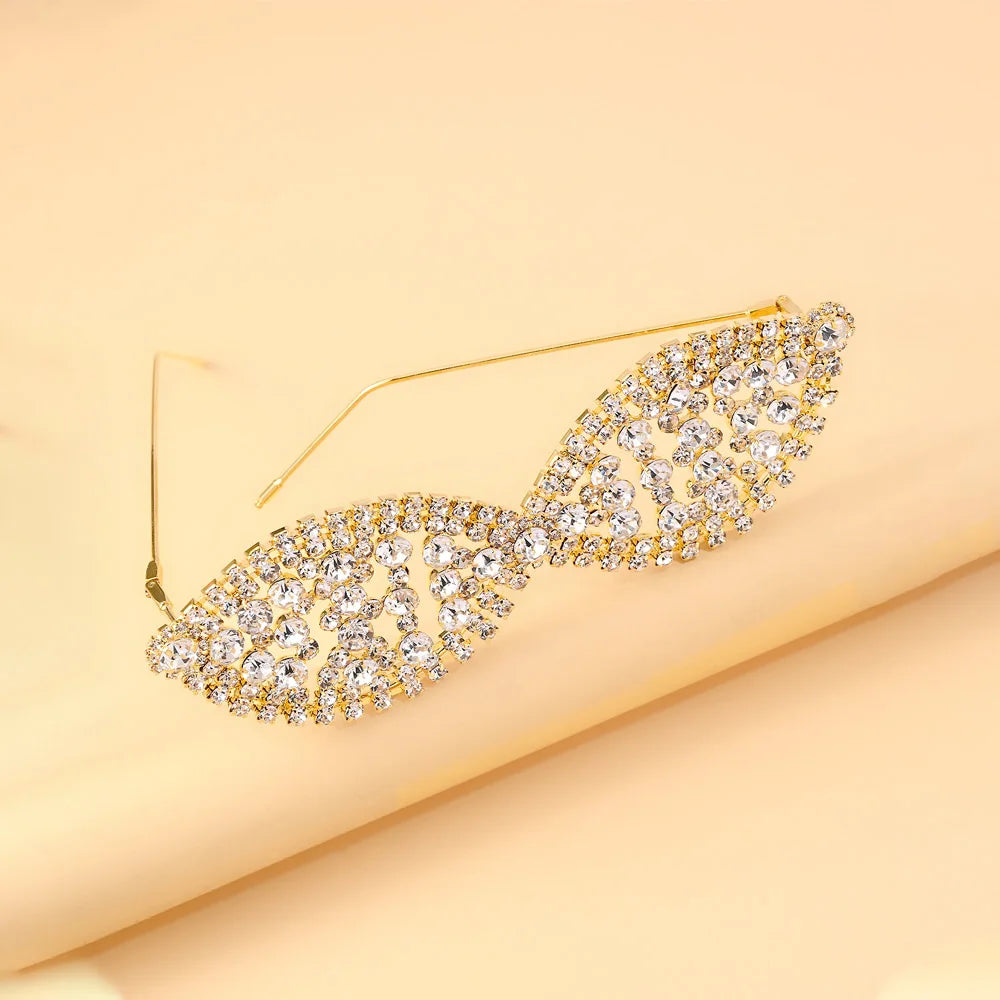 Crystal Rhinestone Eyeglass Frame — Silver | KIMLUD