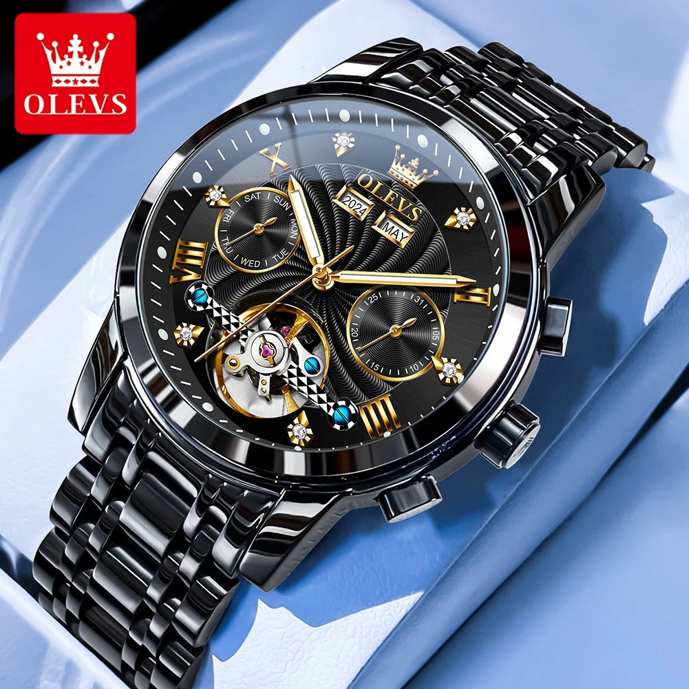 Skeleton Stainless Steel Watch Tourbillon — Silver | KIMLUD