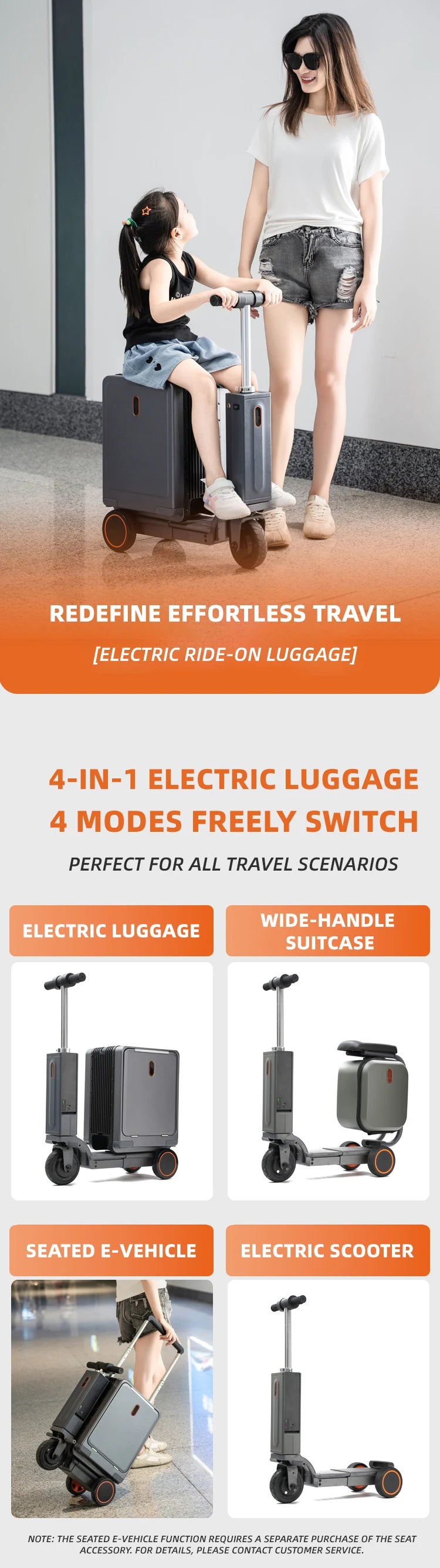 Aluminum Alloy Luggage Trolley Electric Drive Mobility — Multicolor | KIMLUD