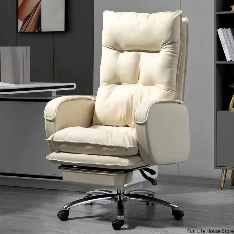 Cortex Leather-Blend Office Chair Executive Desk Chair With Ergonomic High Back — Cognac Brown | KIMLUD