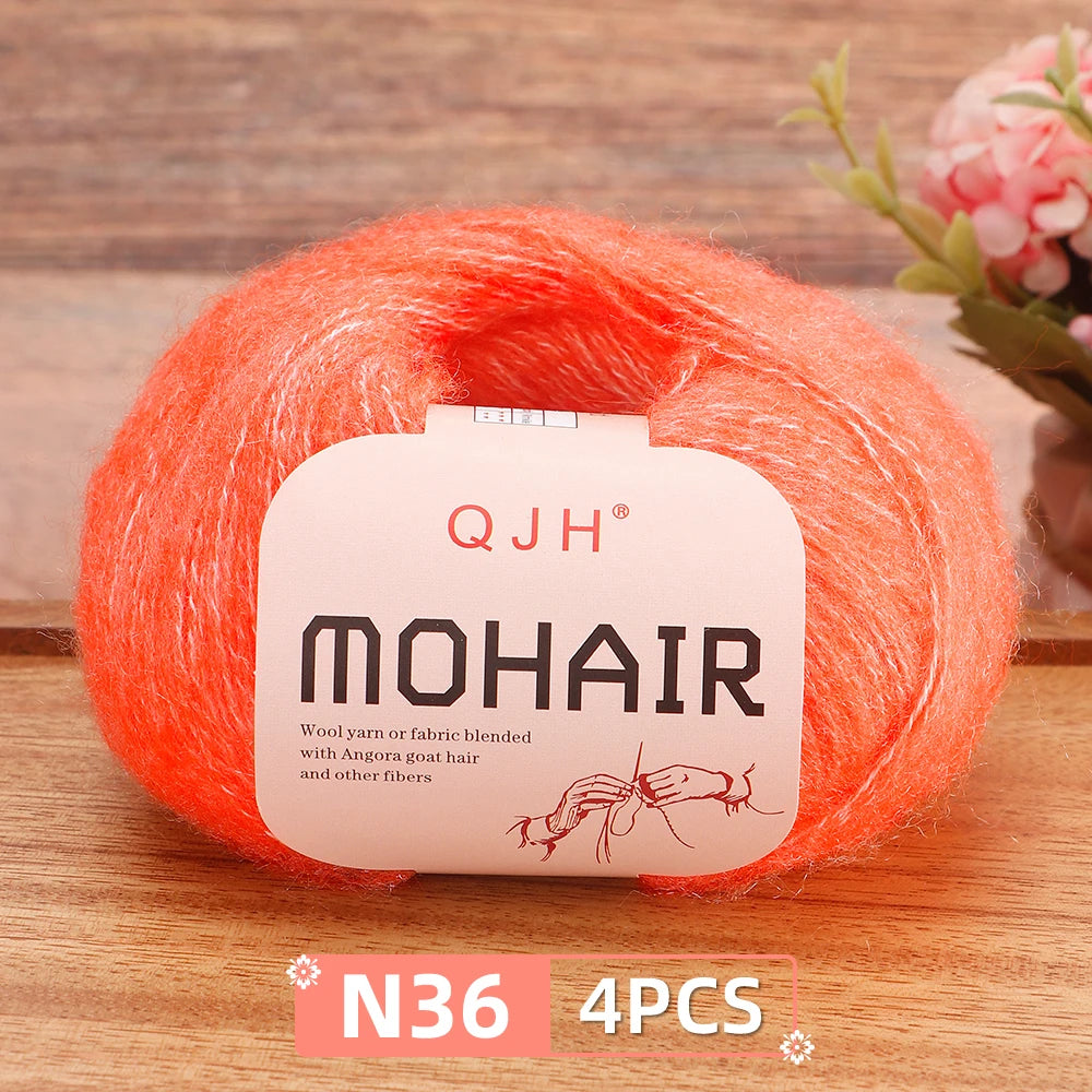 Mohair Yarn Set 4-Skein Bundle, 130m Each — Multicolor | KIMLUD