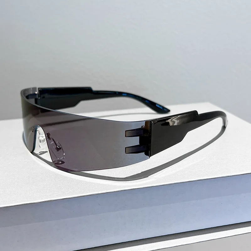 Rimless Small-Rectangle Sunglasses — Silver Mirror | KIMLUD